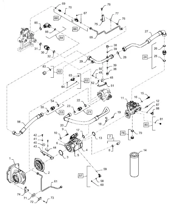 87701093 - Шланг гидравл. насоса масл. TGT8./Mg.