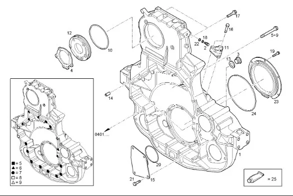 504092930 - Фланец крышки задн. ДВС Cursor13 T903040,T9.505/St.